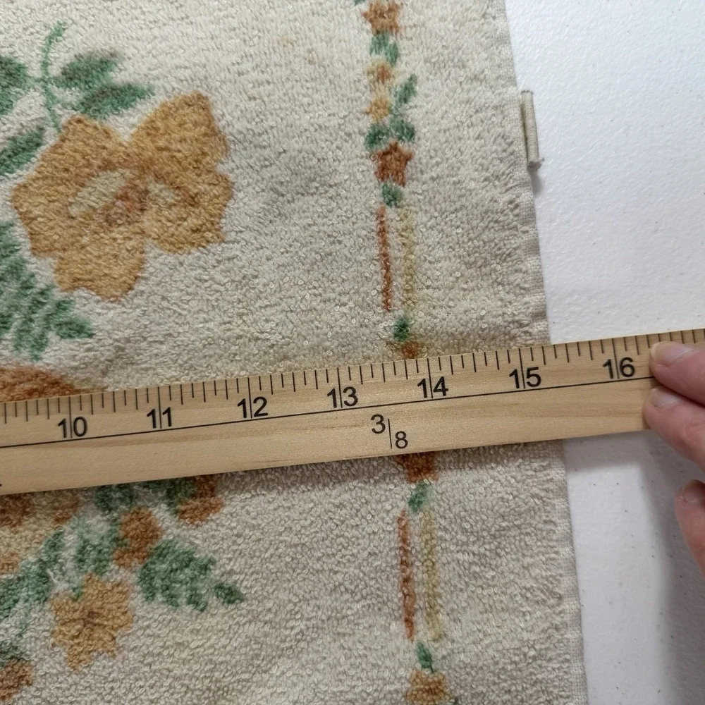 Vintage Retro Mushroom Hand Towels Beige‎ Butterflies Terry Fringe Made In USA